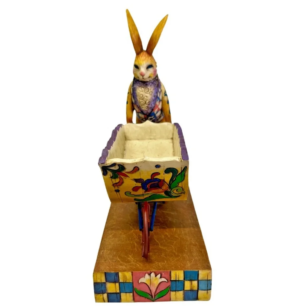 Jim Shore 2004 "A Bunny's Work is Never Done" Easter Bunny Wheelbarrow - Picture 3 of 16